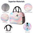 thumbnail image 3 of Insulated Lunch Bag for Women, Floral Print Oxford Fabric Lunch Box, Leakproof Thermal Cooler Tote for Work, School & Picnic, Turquoise Marble Pattern, 3 of 5