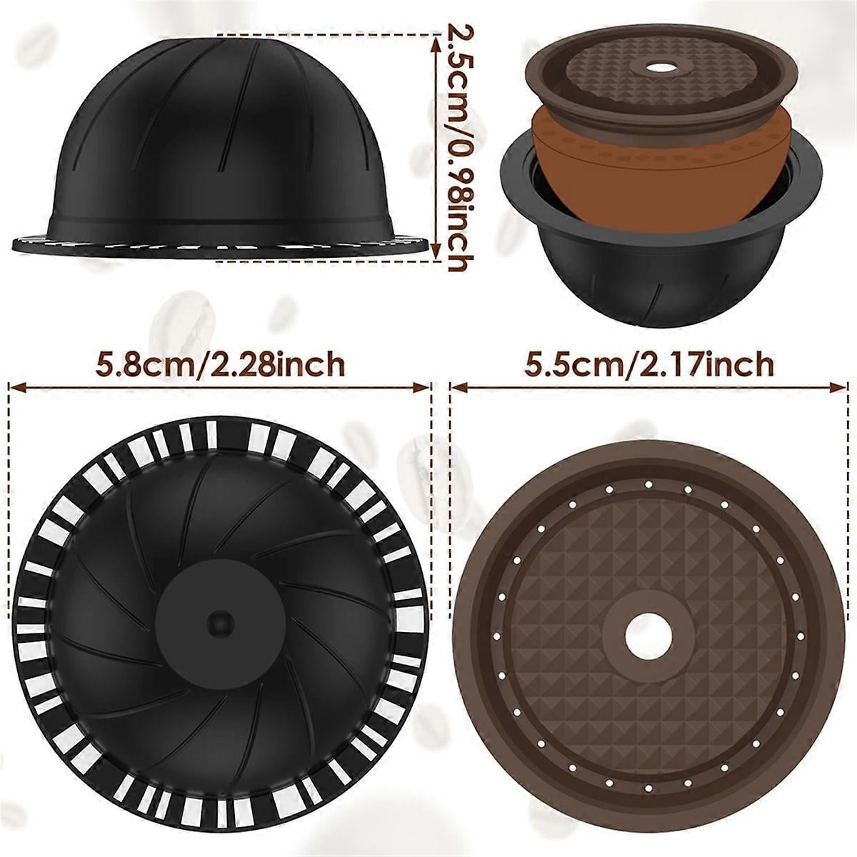 5Pcs Reusable Vertuo Pods for Nespresso Machine, Coffee Capsule with 2 Silicone Lids 1 Spoon and Bru