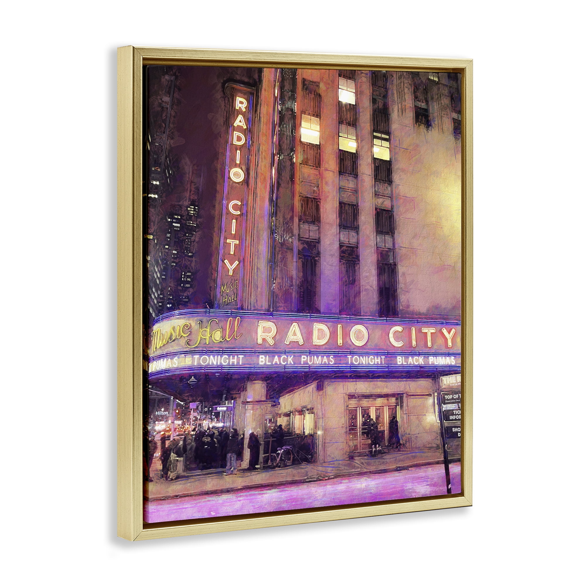 Stupell Industries Radio City Music Hall Gold Framed Floater Canvas Wall Art, design by Grotto Studios