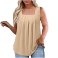 thumbnail image 1 of Lenpel Débardeurs pour Femmes Grande Taille Décontractés Amples à Encolure Carrée, devant Plissé, Tunique Sans Manches, T-Shirts Mode, Vêtements d'Été, 1 of 7