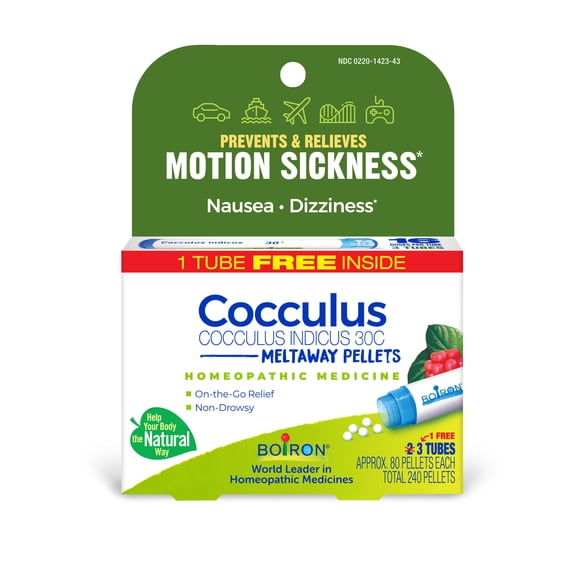 Boiron Cocculus Indicus 30C Bonus Pack, Homeopathic Medicine for Motion Sickness Relief, Nausea and Dizziness, 240 Pellets