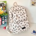 thumbnail image 4 of HUISZJ Bow Print School Backpack, Creative Preppy College Backpack, Middle School Bag for Travel Commute Work (Brown), 4 of 10