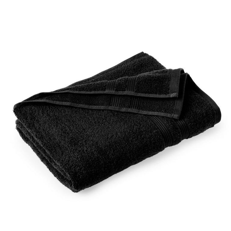Mainstays Performance 6-Piece Towel Set, Solid Rich Black