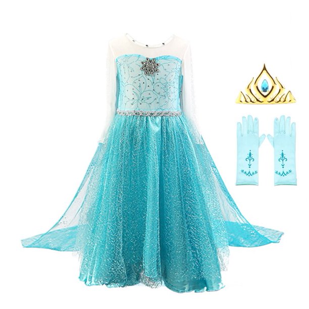 Vestido de princesa Elsa para niña, disfraz de reina de la nieve, corpiño de cristal sintético ostentoso, ropa de fiesta Fivean unisex