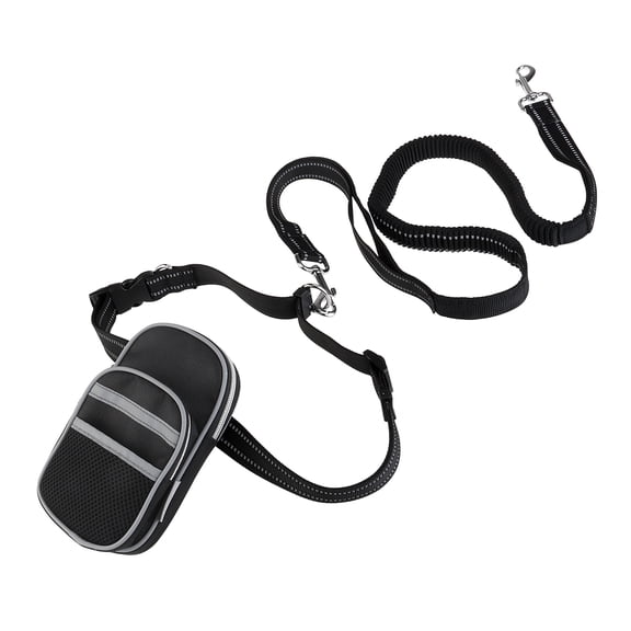 IMIKEYA Hands Free Waist Dog Leash with Reflective Belt and Three Layer Small Bag for Training Use