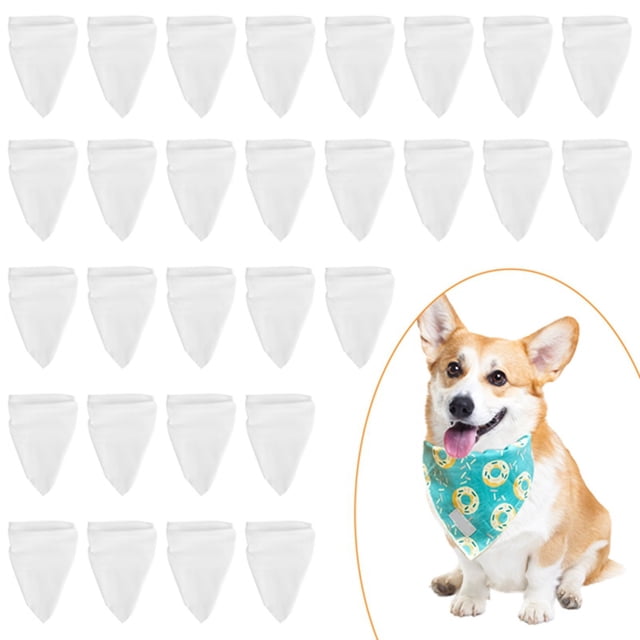 30 Piezas Bandanas para Mascotas en Blanco para SublimacióN Transferencia de Lavable DIY TriáNgulo Bufanda para Perro Baberos PañUelo para Perros Gatos