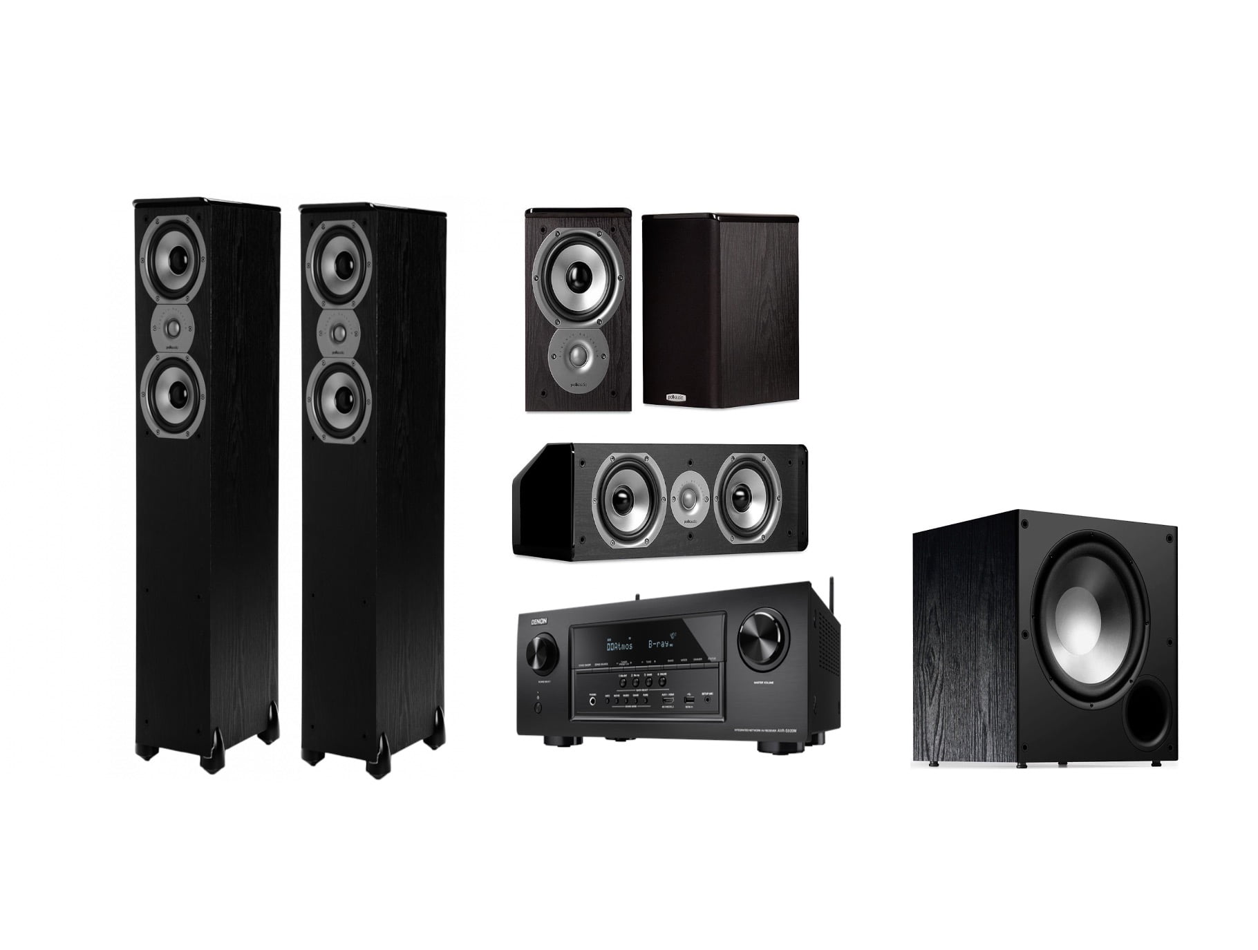 Denon AVRS920W 5.1 Home Theater Package with Polk TSi 300 Series