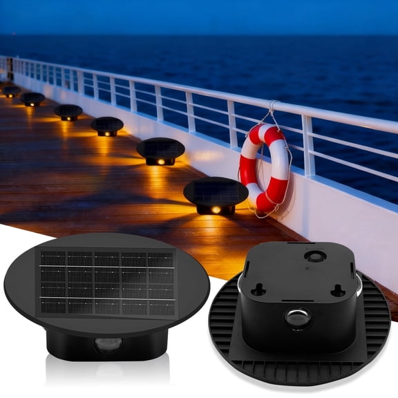 2 Pack Solar Deck Lights Outdoor, 7" Large Solar Step Lights Waterproof LED Solar Lights for Outdoor Stairs Step Fence Yard Patio Pathway Christmas Decoration Lights (3 mode)