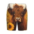 thumbnail image 2 of Lsque Countryside Sunflower Cow Mens Sleep Pajama Shorts,Short Pajama Pants, Cotton Ultra-Soft Knit-Small, 2 of 9