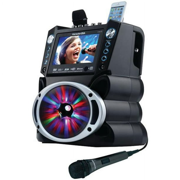 Karaoke Usa Karaoké GF842 DVD-CD Plus G-MP3 Plus G Système Bluetooth avec Écran Couleur TFT et Lumières de Synchronisation LED, Noir - 7 Po.