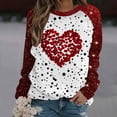 thumbnail image 2 of Penkiiy Hauts de Mode à Manches Longues pour Femmes, Col Rond Mignon, Blouse Tendance, Saint-Valentin 2025, Grande Taille, Imprimé Cœur d'Amour, Rouge, 2 of 5