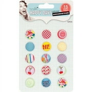 Papermania Happy Days Embroidered Brads, .75", 15/pkg