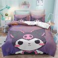 thumbnail image 1 of Sanrio Kuromi Series Funda nórdica Kit de lijado Impresión digital Dibujos animados Anime Linda cama Hogar Juego de tres piezas de dos piezas, 1 of 5
