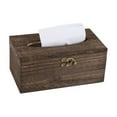 thumbnail image 2 of Qianha Mall Tissue Box Retro Square Wooden Tissue Holder Tissue Cover For Home Office Car Automotive Decoration Brown, Wooden Tissue Box Heavy Burnt Color Large Size By Shiogb, 2 of 3