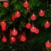 Berocia Shatterproof Red Solar String Lights Outdoor Waterproof 30 LED 20ft 8 Modes Color Changing Novelty Patio Fairy String Lights Decorative for Christmas Cafe Garden Backyard Balcony P