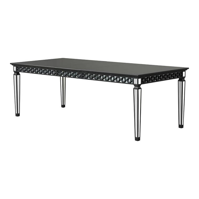 ACME Varian II Rectangular Wooden Top Dining Table in Black and Silver