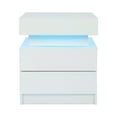 thumbnail image 6 of Seetaras LED Nightstand with 2 High Gloss Drawers Modern White Nightstand with Led Lights Wood Led Bedside Table Nightstand End Side Table for Bedroom Living Room, 6 of 8