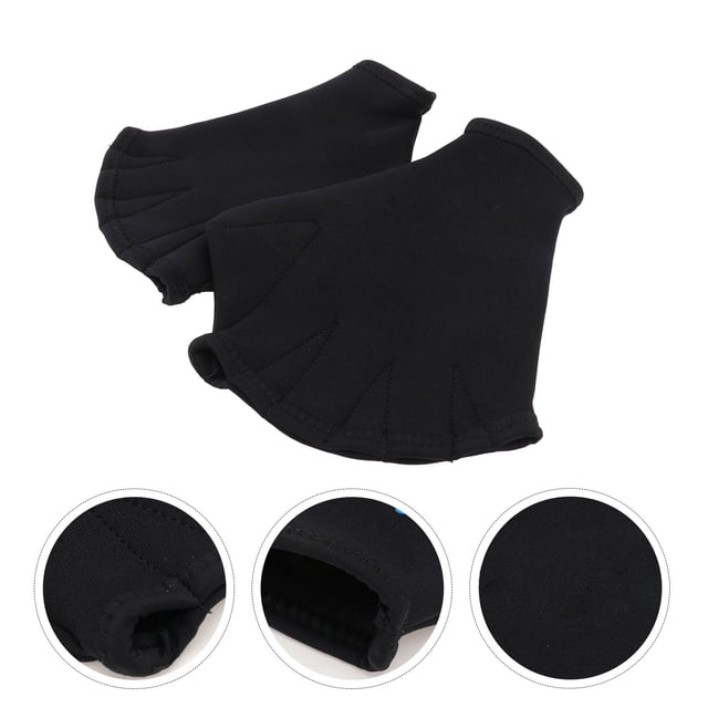 WASHWEPE 1Par Guantes Para Nadar Con Membranas Negros Protección Contra Medusas Y Calor