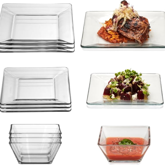 "12-Piece Glass Dinnerware Set, Service for 4 Libbey Tempo"