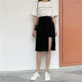 thumbnail image 5 of Falda irregular de corte A de longitud media con cadera negra para mujer, estilo veraniego de talla grande para piernas grandes y cinturas gruesas, 5 of 5