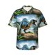 thumbnail image 1 of Fotbe Lake Forest Dinosaur A Camisa Hawaiana para Hombre Unisex – Camisa Casual de Verano con Botones de Manga Corta de Algodón y Lino,Small, 1 of 7