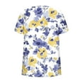 thumbnail image 7 of Fznquz Summer Tops for Women Trendy Floral Print Tees Yellow Casual 2025 Short Sleeve Womens Tshirts, 7 of 7