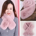 thumbnail image 3 of Skymirror Cross Scarf Faux Rabbit Fur Thickened Soft Cozy Plush Cold Resistant Solid Color Autumn Winter Women Neck Warmer Collar Scarf for Daily Life, 3 of 8