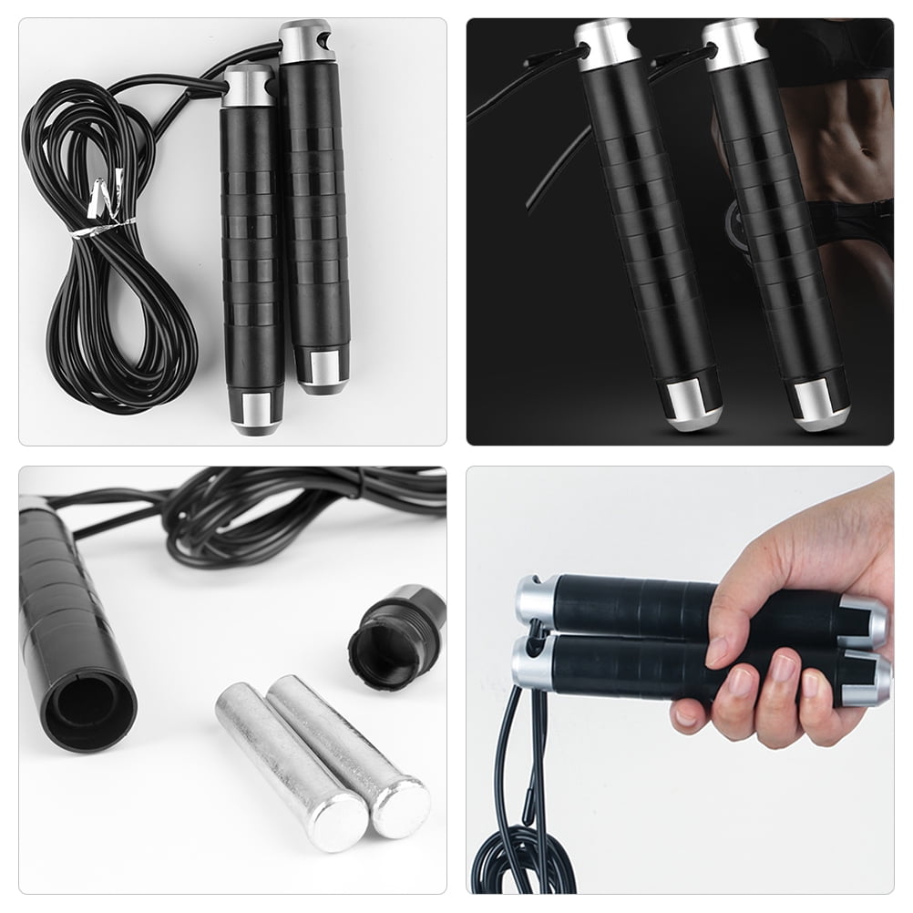 ELAYARD Heavy Duty Fitness Jump Rope Set in Black - and Adjustable for Workout Training