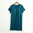 thumbnail image 2 of Seductiva Nightgowns for Women Summer Women's Plain Sleepwear Nightdress Thin Short Sleeve Sleepwear Loose Plus Size Pleated Night Dress Lightweight Sleep Shirt 1PC, 2 of 4