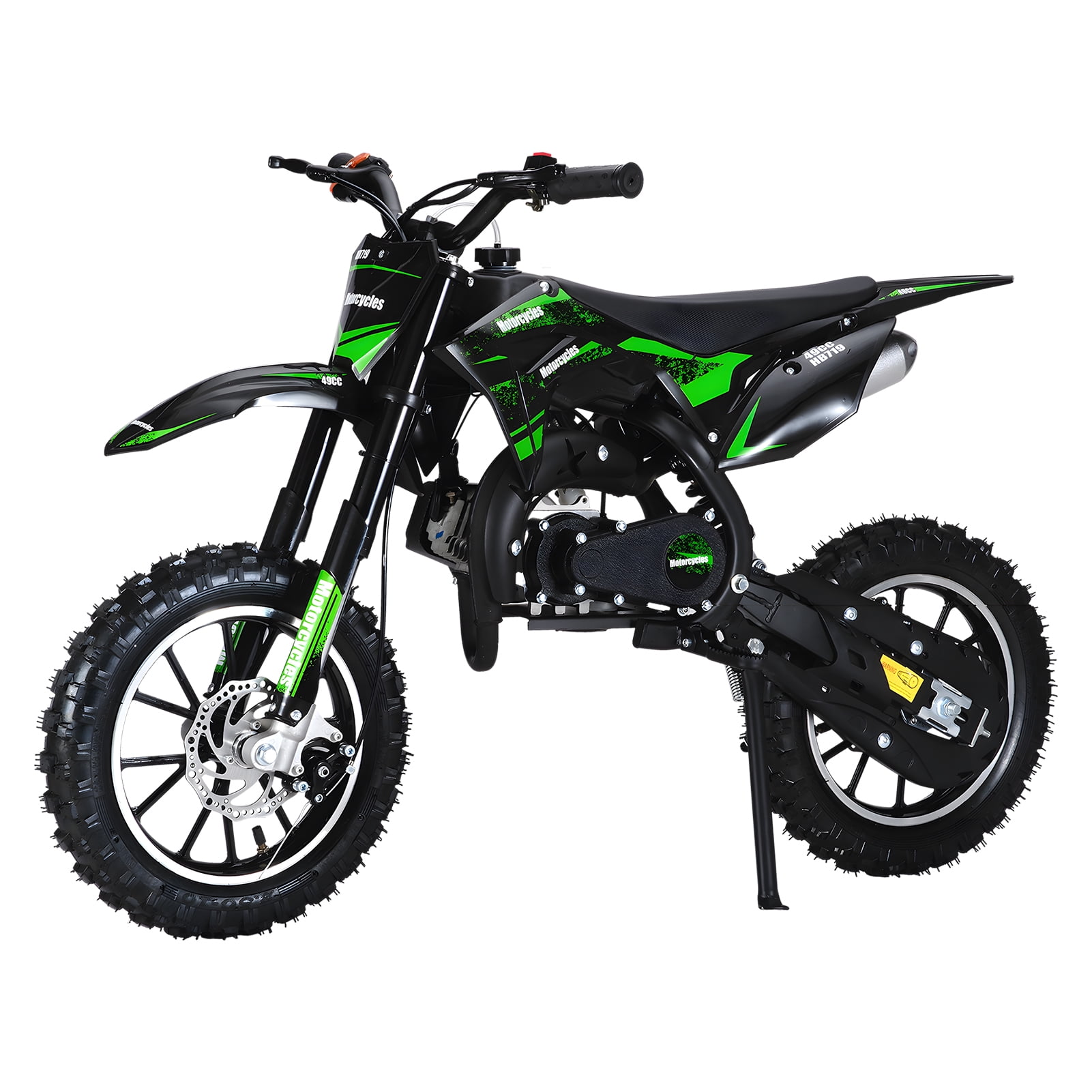 Fompes Mini Gas Bike, Off-Road Dirt Bike, Gas Powered 2-Stroke Pocket Bike with Front Rear Disc Brakes, Shock Absorption, Easy Pull Start, Speed Up to 25 Mph, Green