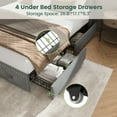 thumbnail image 6 of Breltam Velvet Upholstered Bed with Storage Drawers, Queen Size Platform Bed with LED Lights & Charging Station&Storage Shelves, Grey, 6 of 11