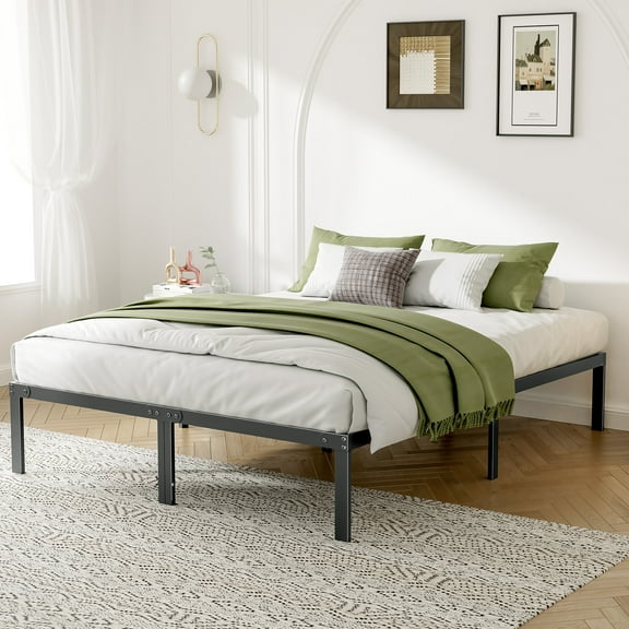 JIOABL 14-Inch High Full Size Metal Bed Frame, Space-Saving Design, No Box Spring Needed, Sturdy and Durable