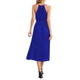 thumbnail image 4 of QAFOPEH Women Sleeveless Tie Waist Pleated Hem Solid Color Halter Dress, 4 of 7