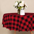 thumbnail image 4 of Christmas Red Buffalo Check Round Tablecloth,60 Inch,Washable Stain Resistant Table Cover for Holiday Party, 4 of 6