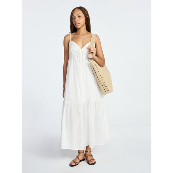 No Boundaries Eyelet Tiered Maxi Dress, Women's Sizes XXS-XXL