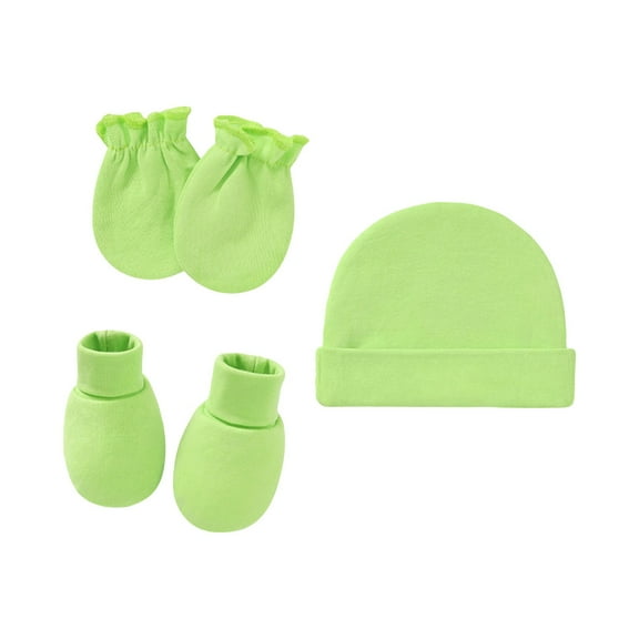 Prolriy Toddler Hat Newborn Hat Gloves Foot Set Three Multi Color Set Baby Hat Mint Green