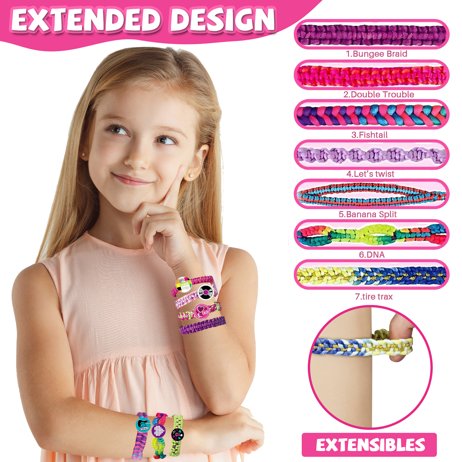 JUGAAD LIFE Friendship Bracelet Making Kit for Girls, 2 Charm Bracelet Making kit for Kids Ages 6-12, Arts and Crafts String Maker Tool, Birthday Gifts for Teen Girl, Party Activity Set
