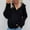Black, variant on Fall Sweater for Women 2022 Ribbed Knit Sweaters Solid Color Long Sleeve Sweater V Neck Lapel Collar Sweater Pullover Knit Sweater Vintage Christmas Sweater Romper