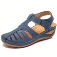 thumbnail image 3 of Sandalias De Tacón De Cuña Para Mujer, Zapatos Transpirables Con Correa En El Tobillo Y Punta Cerrada, Zapatos De Gancho Y Bucle De Color Sólido, 3 of 4