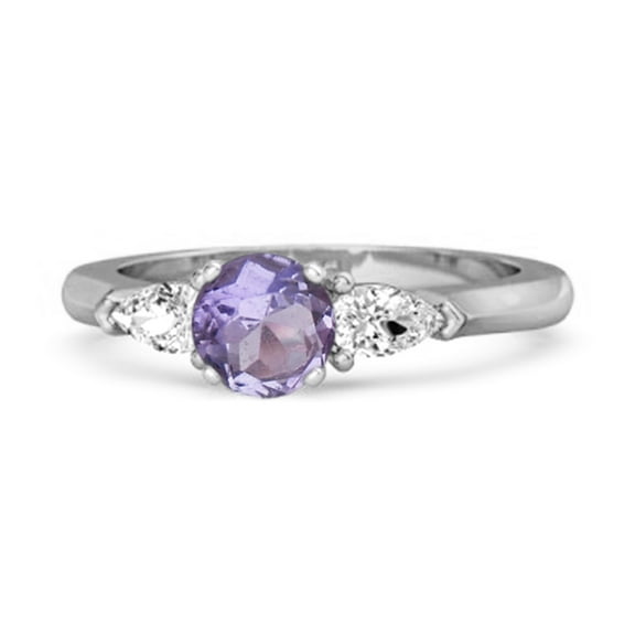 0.10 Ctw Amethyst Gemstone 925 Sterling Silver Love Women Valentines Day Gifts Ring