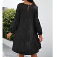 thumbnail image 2 of Femmes Robe Décontractée, Robe à Col Rond Manches Bouffantes Confortable Fluide Respirant Léger pour Bureau pour Dame de Vacances Rose, Noir, Mandarine, 2 of 6