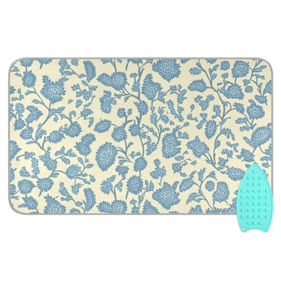 Blue Flowers Seamless Pattern Ironing Mat Blanket for Table Top Travel Portable Ironing Board Pad 47.2x27.6 Inch