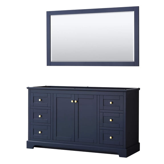 Wyndham Collection 60" Wood Single Bathroom Vanity in Dark Blue/Gold