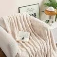 thumbnail image 4 of Tunhigl Soft Thick Fleece Blanket for Bed and Sofa - Ultra Cozy Plush Throw for Warmth & Comfort - Heavyweight Winter Blanket, Perfect for Living Room, Home, Travel, Gift, All Seasons Beige, 4 of 9