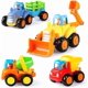 thumbnail image 1 of 4 Pack Friction Powered Cars Construction Vehicles Toy Set Cartoon Push and Go Car Tractor, Bulldozer, Cement Mixer Truck, Dumper for Year Old Boy Gir, 1 of 4