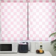 thumbnail image 2 of Pink Checkered Kitchen Curtains, Rustic Farmhouse Kitchen Curtain, Checkerboard Vintage Small Kitchen Curtains Sets for Bathroom Cafe Window Treatment Drapes 2 Panels (Each 27.5x39 Inch), 2 of 6
