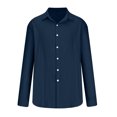 thumbnail image 5 of FAIWAD Mens Summer Cotton Linen Shirts Long Sleeve Lightweight Casual Tops Loose Button Up Tee Blouse, 5 of 6