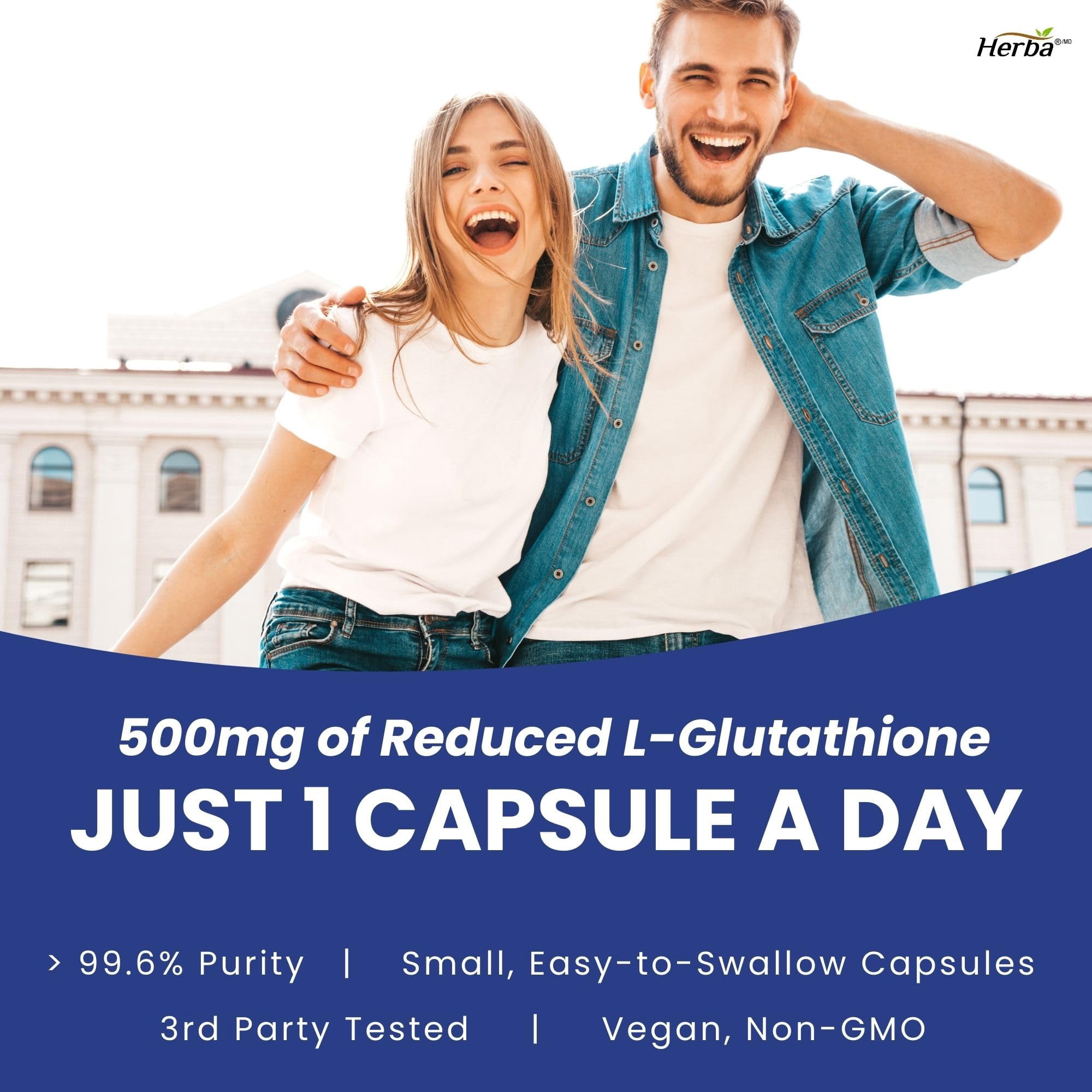 Herba Glutathione Supplement 500 mg - 60 Vegetable Capsules | L-Glutathione  Reduced Active Form | Made in Canada
