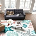 thumbnail image 4 of Area Rugs Indoor Non-Slip Rectangle Rug 4x6 Ft Summer Ocean Teal and Red Grey Coral Starfish Seashells Rug Rubber Backing Floor Mats Non Shedding Home Decor Carpet for Entryway Living Room, 4 of 8