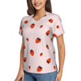 thumbnail image 2 of Vsdgher Strawberry Women Shirts V Neck Short Sleeve Tops T-Shirt Basic Tees, S to 3XLSmall, 2 of 5